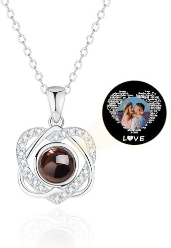 RelaxNest Personalisierte Bild-Halskette, Projektions-Halskette mit Foto innen - Halskette mit individuellem Foto.Anhanger - 18-Karat-Echtvergoldung-Weihnachtsgeschenke für Familie und Freunde