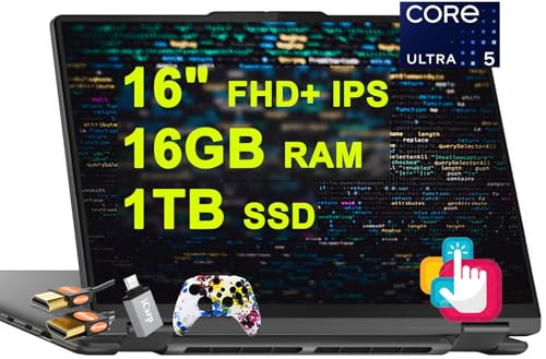 Lenovo Yoga 7 16 2-in-1 AI PC Laptop 16 WUXGA IPS Touch (Glossy) Intel 12-core Ultra 5 125U (>i7-1335U) 16GB RAM 1TB SSD Backlit Fingerprint Thunderbolt4 FHD IR Privacy Camera Win11 w/ICP Accessory
