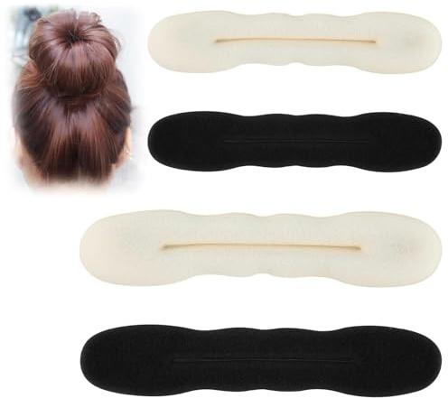 Set 4 Chignon Maker in Spugna - Strumenti Leggeri per Acconciature Veloci e Sofisticate - Facili da Usare senza Forcine o Nastri - Ideali per Matrimoni, Feste e Uso Quotidiano (Nero, Bianco)