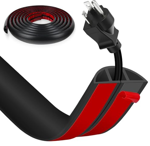 Floor Cord Cover, Wire Cover, Self Adhesive Cable Covers, Protect Cables & Prevent Trip Hazards For Office Home Factories Garages Flexible Cords Hider On Floor Wall (Black, 3CM x 3M)
