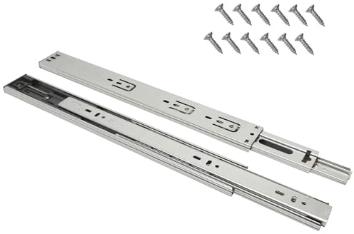 Schubladenschienen 1 Paar Vollauszug Schubladen mit Selbsteinzug & Dämpfung (Softclose) Teleskopschiene Schubladenauszug Rollenauszug Schubladenführungen bis 45 kg 350mm