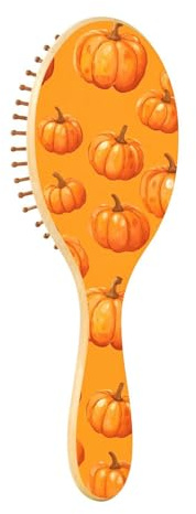 Cepillo de madera naranja para Halloween, calabaza, madera de pala, cepillo de pelo para cabello natural