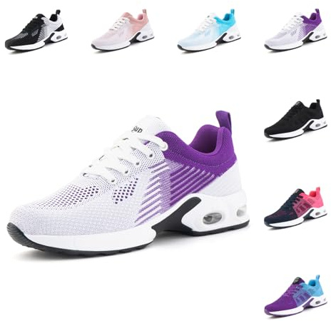 Hitmars Basket Femme Chaussures de Running Chaussure de Course Sport Air Coussin Respirant Mesh Lacets Fitness Jogging Légères Confortable UDI2-Violet EU38