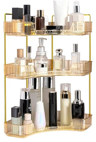 BONJUME Organizador De Maquillaje, 3 Niveles Organizador De Cosméticos De Gran Capacidad Para Perfumes Gel De Ducha Joyas Cuidado De La Piel Multifuncional Para Baño Tocador