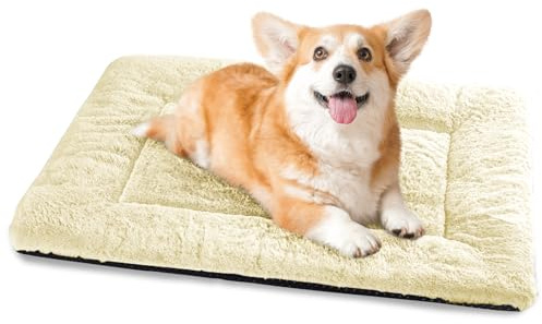 BaoDan Panier Chien, Tapis Chien Grande Taille, 75x50 cm Matelas pour Chiens Lavable Super Doux Dog Bed Imperméable avec Dessous Antidérapant, Beige