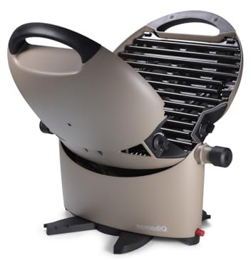 NOMADIQ Barbacoa de Gas Portátil - 2 Quemadores Compacto para Camping, Balcón y Autocaravana - Placa de Mesa para Exterior