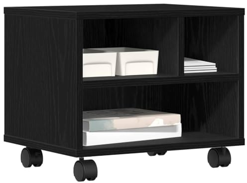 vidaXL Druckerständer Schwarz Eichen-Optik 41 x 32 x 34,5 cm | Mit den praktischen Rädern lässt er sich ganz einfach bewegen, Mehr als genug Platz, um alles ordentlich zu verstauen,