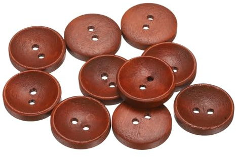 sourcing map 10pcs 32L Wooden Sewing Button 4/5(20mm) 2 Holes Wood Round Craft Replacement Buttons for Clothing DIY Crafts Decoration, Caramel