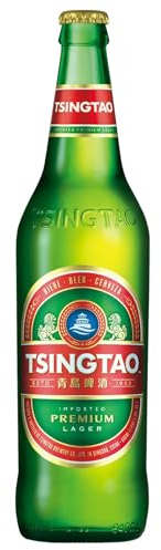 Tsingtao Bier – 6 x 640 ml Flasche | Chinesisches Lagerbier | Erfrischend & Leicht | Perfekt für Asiatische Küche | inkl. Haus der Biere Berlin Bierdeckel