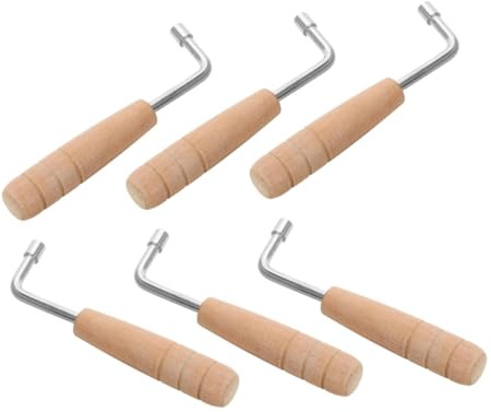 6 Stück L-förmiges Vierkantiges Stimmschlüssel für Lyra Harfe | Holz und Stahl, Austauschbare Ausführung, für Harfe und Kleine Saiteninstrumente, Zubehör für Einsteiger