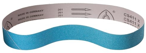 Klingspor Banda de lija Zirkon CS411X - 50 x 1000 mm - Grano 60 - para metal y acero - Base de tela robusta - Cintas abrasivas profesionales para lijadoras de banda