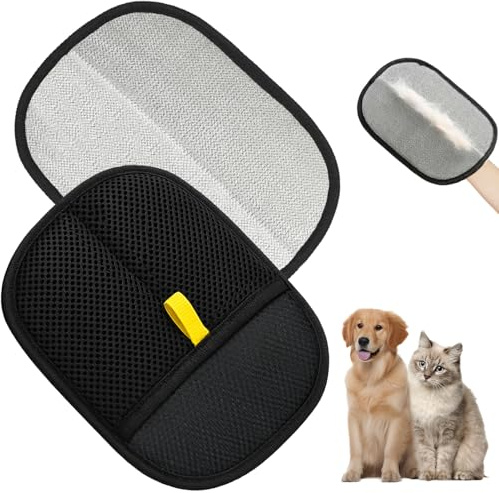 Flying Pottery 2 Piezas Guita Pelos Mascota, Guantes Aseo para Mascotas Doble Eliminador, Cepillo Gatos Quitapelo, Pelo Estático para, Para limpiar Rápidamente el Pelo de Gatos y Perros (Negro)