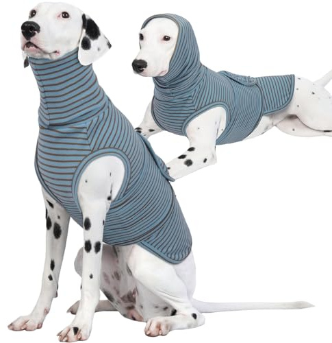 ROZKITCH Hunde-Angstjacken, beruhigende Jacke für Angst mit Kapuze, weiche Ohrenabdeckung, Anti-Stress-Jacke für Feuerwerk, Reisen, Tierarztbesuch, Gewichtsweste, gestreift, Größe XXL