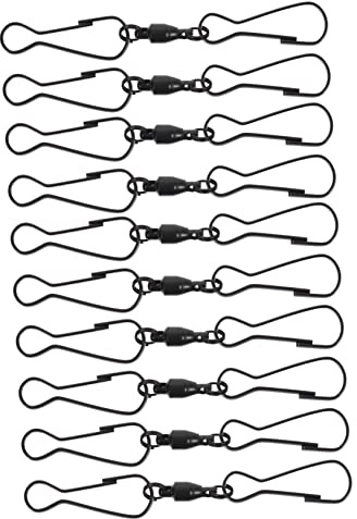HYTROVE 10pcs Black Stainless Steel Decorative Hook Suspension Hooks with 360° Rotatable Hanger and Dual Swivel Strong Hanging Windsock Clips for Plants in Home