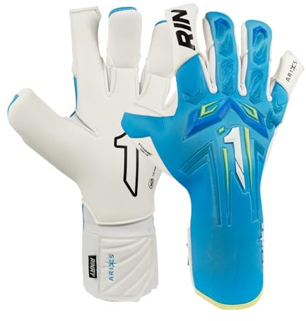 Rinat Gants de Gardien de But Aries X Prime pour Adulte, Bleu, Taille 9