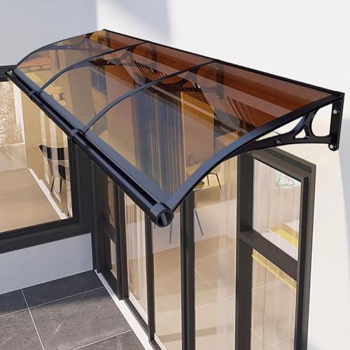 Door Awnings Exterior Rain and Snow canopy, Polycarbonate Cover Window Awnings for Door Entrance, Awning with Aluminum Bracket for Sun Shutter, UV Protection(Tan color,24x91in/60x230cm)