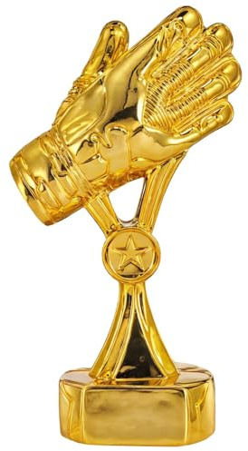 Vestamore Trofeo da calcio in resina, coppa premio guanti dorati, trofeo portiere di calcio, guanto sportivo, regalo adatto per eventi, gare e celebrazioni, finitura galvanizzata radiante
