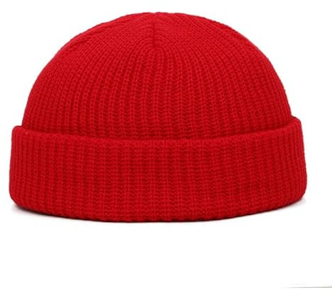 Rakiuty Berretto Beanie in Maglia Termica da Uomo e Donna, Fisherman Beanie, Cappello Pescatore, Cappello Lavorato a Maglia, Berretto Invernale, Cappelli Invernale, Rosso