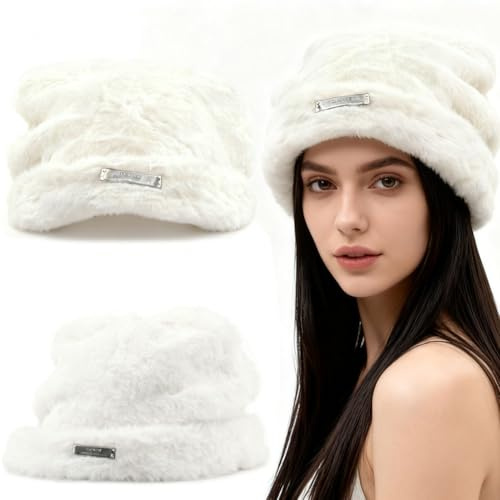 Winter Strickmütze Katzes Ohr Hut Katze Ohr Mütze Süße Katze Katzes Klassische Mützes mit weicher Wolle Shirt Mütze Winter Strick Kabelmütze Mädchen Weiß 1PCS