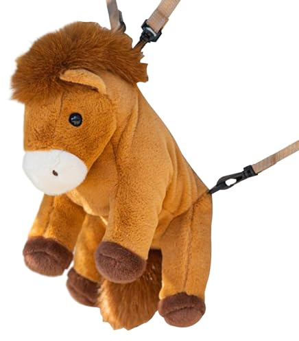 Plush Animal Backpack | Soft Horse Shape Bag - Comfortable Shoulder Bag - For Primary School Preschool Nursery Travel Daycare Picnic Weekend Trip Children Girls Son, brown, Siehe