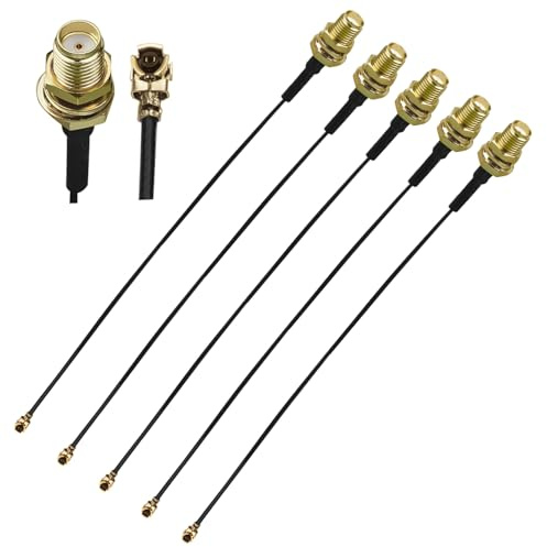 5 cavi coassiali MHF4 UFL a SMA, 30 cm SMA femmina a U.FL IPX 0,81 mm, cavo coassiale di prolunga UFL IPX-4 a bassa perdita per radio, antenna, mini PCI