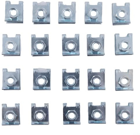 Set di 20 viti di fissaggio per targa auto, in metallo, con dado da 6 mm, clip UType per l'installazione di porte automobilistiche, bagagliaio e sedili interni