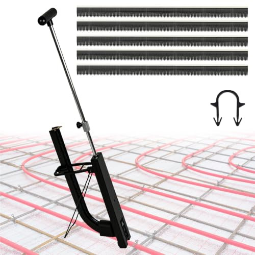 Stapler 90cm for Underfloor Heating Pipe, Stand Up PEX Pipe Stapler 14-20mm | with 500PCS Staples 40mm, Upright Stand, Non-slip Handle, Removable Underfloor Heating Pipe Clip Tacker