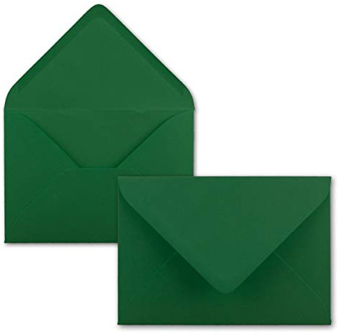 Brief-Umschläge in Dunkelgrün | 25 Stück | DIN C5 Kuverts 223 X 155 mm - Nassklebung ohne Fenster - Weihnachten, Grußkarten | Serie FarbenFroh