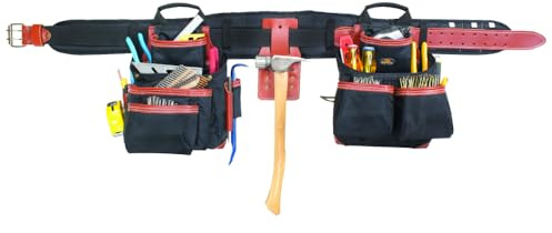 CLC Custom LeatherCraft 51452 4 Piece Top Of The Line Pro Framer's Tool Belt, Black,brown, 29–46
