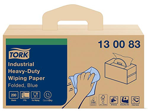 Tork Papier d'Essuyage Industriel ultra-résistant bleu W7, boîte portative, 1 boîte, 130083