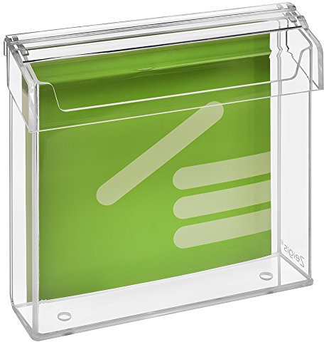 Zeigis Prospektbox/Prospekthalter/Flyerhalter für Prospekte 21x21cm, wetterfest, für Außen, mit Deckel, aus glasklarem Acrylglas