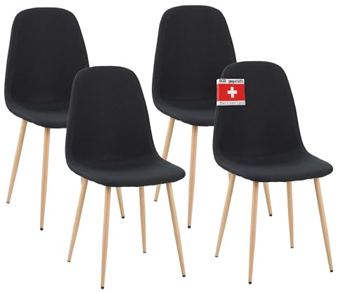 ALBATROS Esszimmerstuhl FANO | 4er Set Schwarz | Komfortabler Küchenstuhl für modernes und stilvolles einrichten Designer Esstisch Stühle | Esszimmer Stuhl Polsterstuhl | Belastbarkeit 110kg