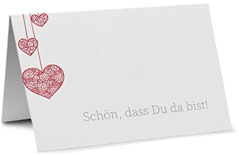 Partycards Tischkarten Geburtstag, Tischkarten Hochzeit, Tischdeko Hochzeit, Hochzeitsdeko Tisch - 50 Stück, Namensschilder, DIN A7, Platzkarten Kommunion, Namenskarten Konfirmation, Taufe