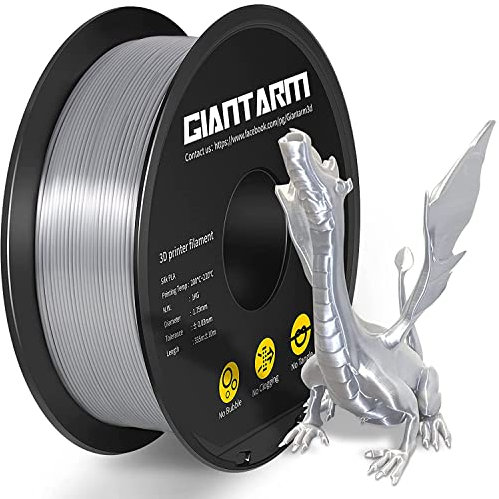 GIANTARM PLA filament 1.75mm,3D Drucker printer Filament 335M/Rolle 1kg,Vakuumverpackt gut gewickeltes ohne Warping filament,Silk Silber