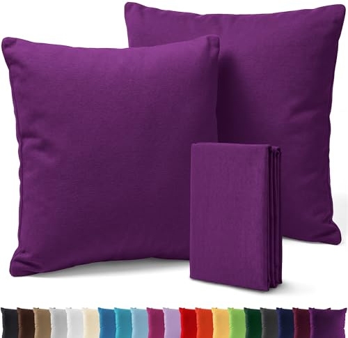 AR Line 2er Pack Jersey Kissenbezüge 50x50 – 160 g/m², 100% Baumwolle, weich, elastisch & pflegeleicht, Farbe: Orchidee