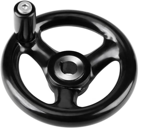 Jadeshay 3 Speichen Handrad 12x100mm Drehmaschine Handrad mit Kurbel für Drechselbank, Fräsmaschine, Schleifmaschinen