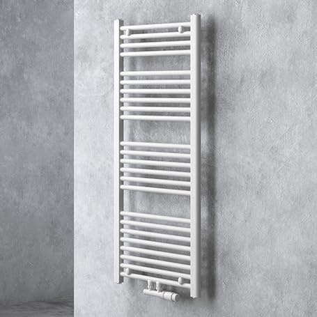 doporro Scaldasalviette Termoarredo da Bagno 120x50 cm per Parete | Colore Bianco, Acciaio al Carbonio, Montaggio a Parete, Riscaldamento ad Acqua Calda, Funzione Portasciugamani