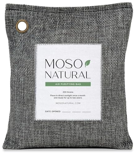 Moso Natural Air Purifying Bag 200g | HGTV Editor's Pick | Premium Bamboo Charcoal Odor Absorber for Home & Car | Closet Odor Eliminator & Car Air Freshener | Long Lasting Charcoal Bags Cover 90sqft