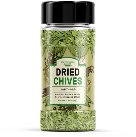 Unpretentious Dried Chives 5 Tbsp Thin & Delicate, Gourmet Chopped Chives, Topping for Soups & Salads (0.32 Ounce)