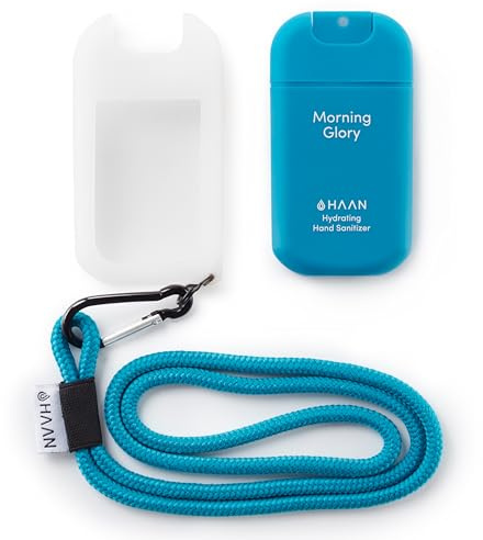 HAAN Hydrating Hand Cleansing Spray with Lanyard - Hydrating Cleansers - Moisturizes and Refreshes - Travel Size - Morning Glory - 2 pc
