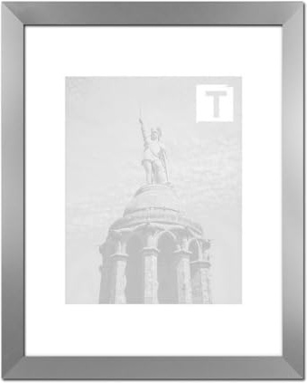 MDF-Bilderrahmen Monika 20,5 x 25,5 cm Modern kantig hier Alu gebürstet mit Kunststoffglas klar 1 mm
