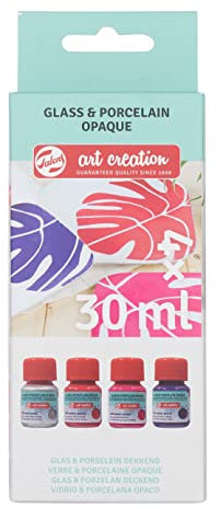 Talens Art Creation Set deckende Glas- & Porzellanfarbe mit 4 Farben | Rosa, Rot, Purpur & Silber