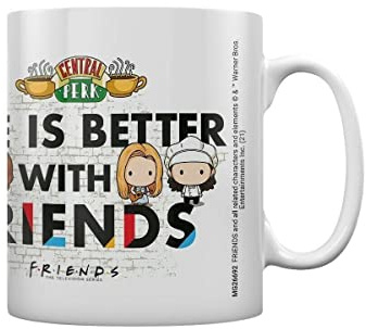 Friends Life Is Better with Chibi Coffee Taza Blanca
