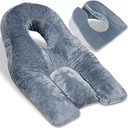 Siennal Cuscino a faccia in giù per dormire, per BBL o chirurgia oculare, cuscino inclinato per vitrectomia o chirurgia retinica, cuscino per massaggio domestico con memory foam triturato, certificato