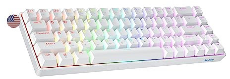 Geeky GK65 65% | Hot Swappable Mechanical Gaming Keyboard | 68 Keys Multi Color RGB LED Backlit for PC/Mac Gamer | ANSI US American Layout (White, Mechanical Brown)