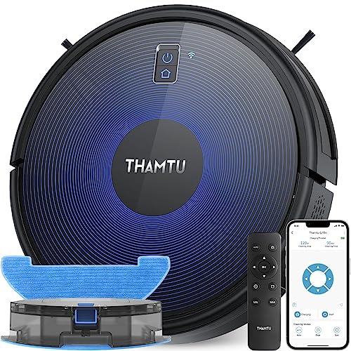 Thamtu Robot aspirateur Intelligent G12, Puissance d'aspiration puissante de 2500 Pa avec Navigation Dynamique et contrôle d'application pour Les Poils d'animaux
