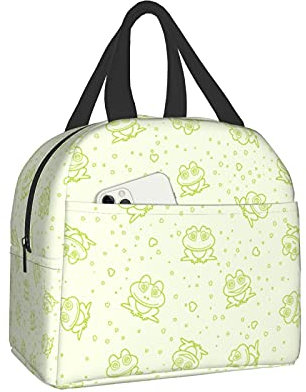 FJAUOQ Frog Green Animal Cool Lunch Bag Scatola da viaggio Lavoro Bento Cooler Tote riutilizzabile Scatole da picnic Contenitore isolato Borse per la spesa Per adulti Donne Uomini