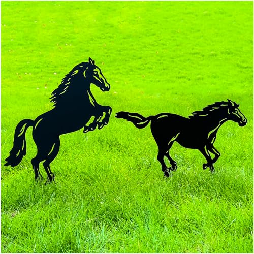 Pferd Metall Dekorative Gartenstecker Pferd Geschenke für Frauen/Mädchen/Mutter/Männer/Pferdeliebhaber Silhouette Statuen für Yard Art, Outdoor, Terrasse, Outdoor Decor, Gartendekorationen, Rasen