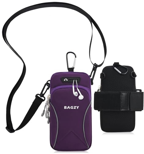 BAGZY Sportmobilficka för Löpning, 7,0 Tum Mobilficka för Armbärning, Mobilhållare, Gym Löpning Yoga Tillbehör för iPhone 15 Pro/14 Pro Max