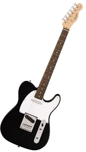 Squier by Fender Debut Collection Telecaster Electric Guitar, Laurel Fingerboard, White Pickguard, Black